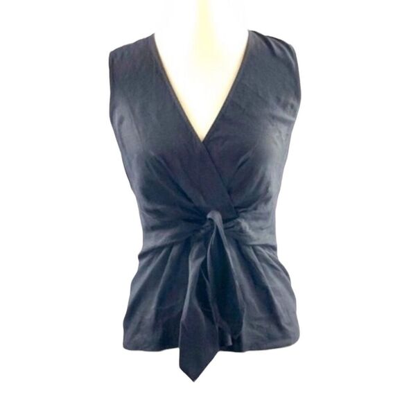 THEORY Linen Sleeveless Blouse Tank Top Black XS - Picture 5 of 6